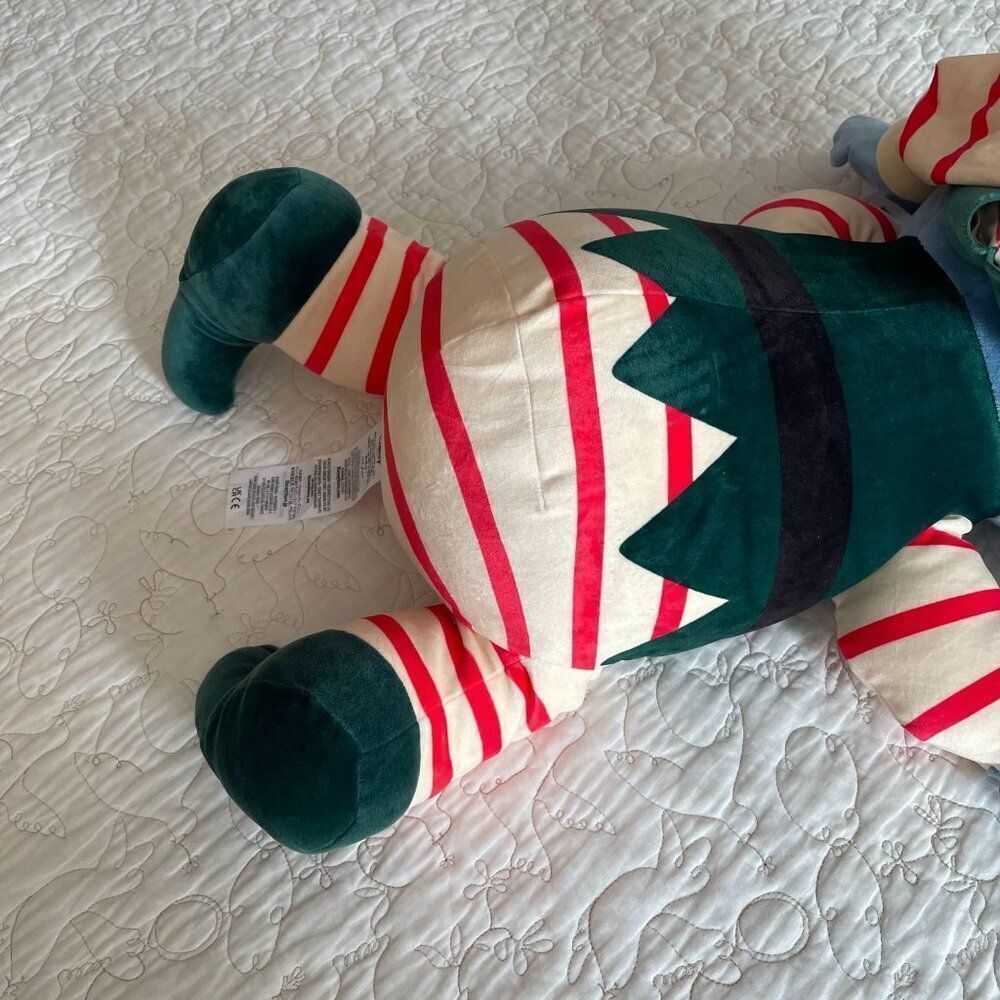 Cudleezz Stitch Disney‎ Christmas Elf Sleeping Plush Stripe 24" Large Soft - Picture 6 of 11